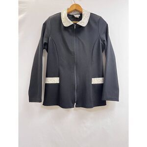 Steven Paul Womens Collared Full zip up Jacket Black Sz M 100% Polyester